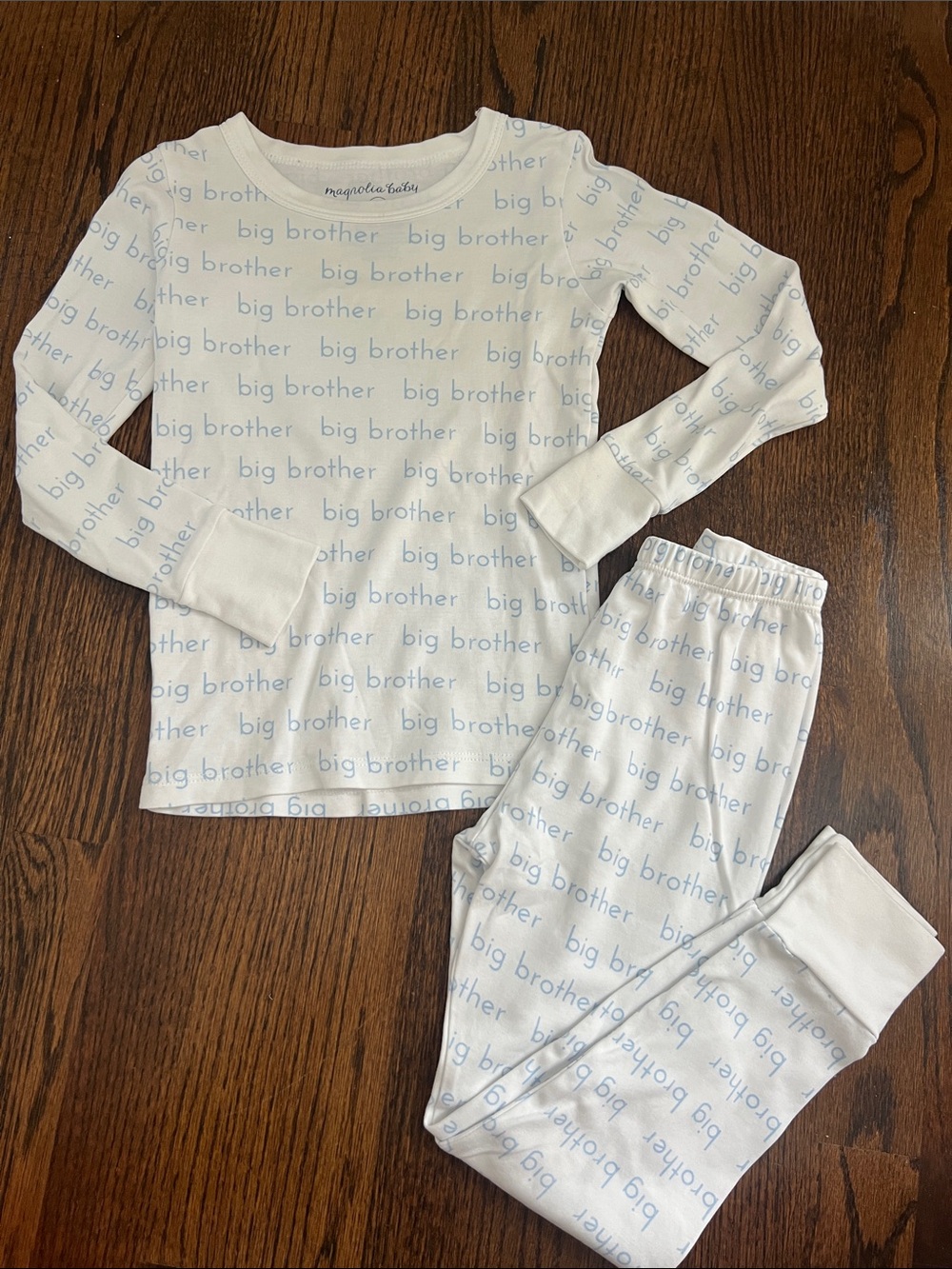 Magnolia White and Light Blue "Big Brother" Pajama Set